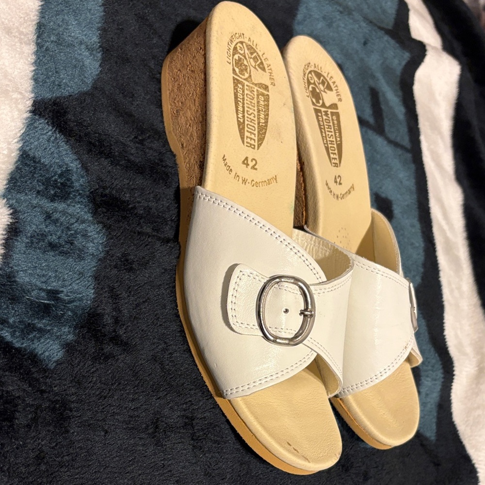 WORISHOFER Cream Leather Mules with Buckle